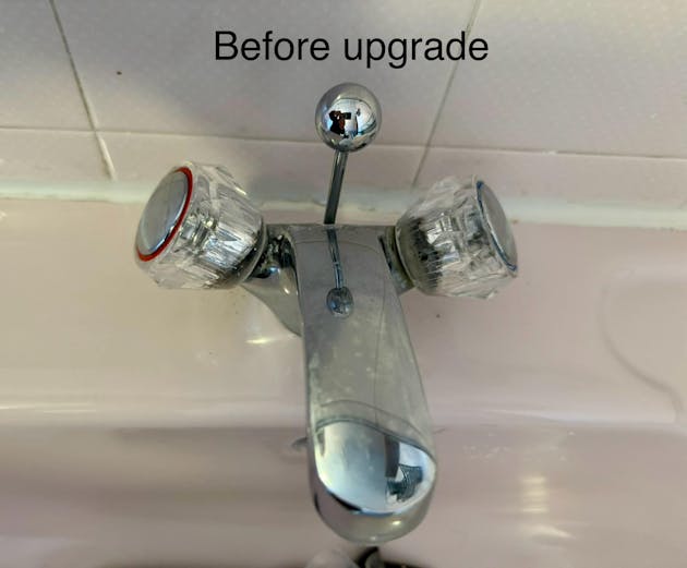 Before my lever tap upgrade on a monoblock basin tap - Little Plumbing Jobs